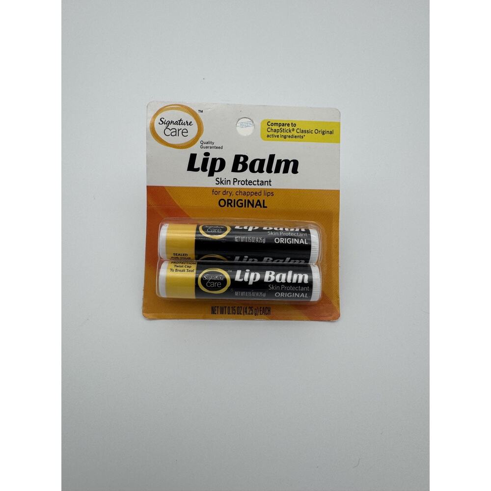 Signature Care Lip Balm Skin Protectant for Dry Chapped Lips-2 Sticks